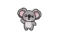 a cartoon koala bear is smiling and waving its arm