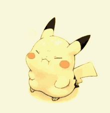 a drawing of a pikachu with its eyes closed and its mouth open