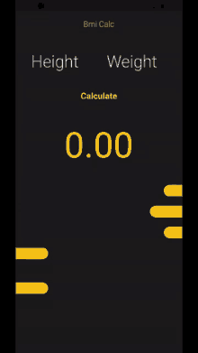 a phone screen shows a calculator that says bmi calc