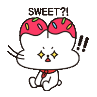 a cartoon cat with a heart shaped donut on its head says sweet ?