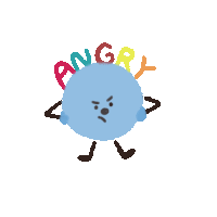 a cartoon character with arms and legs is surrounded by the word angry