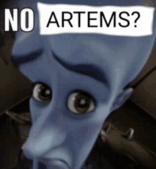 a cartoon character with a sign that says no artems on it .