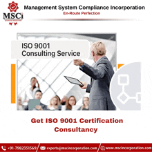 an advertisement for management system compliance incorporation