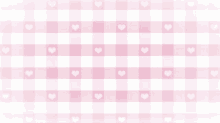 a pink and white checkered background with hearts on it