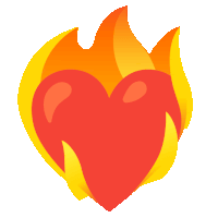 a red heart with flames coming out of it on a white background