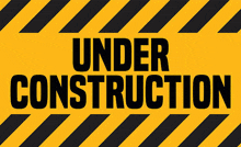 a yellow sign that says under construction with black stripes