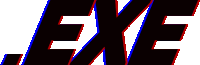 the word exe is written in black and red on a white background