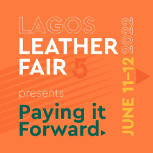 a poster for lagos leather fair 5 in june