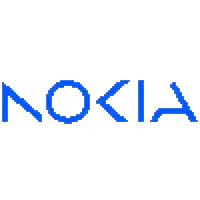 a blue pixelated logo for nokia is on a white background