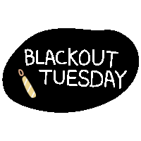 a black circle with the words `` blackout tuesday '' and a candle on it .