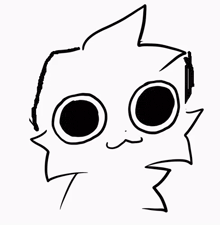 a black and white drawing of a person 's face with big eyes