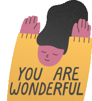 a sticker that says you are wonderful with a woman 's head on it