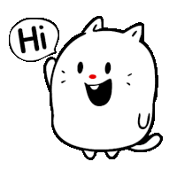 a cartoon cat with a speech bubble that says hi .