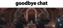 a video game scene with the words goodbye chat