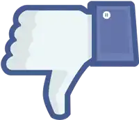 a facebook thumbs down sign with a white button