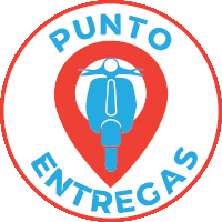 a red and blue logo for punto entregas