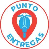 a red and blue logo for punto entregas