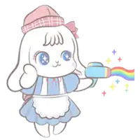 a cartoon drawing of a bunny holding a water gun