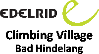 a logo for the edelrid climbing village bad hindelang