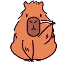 a cartoon drawing of a brown animal with a x on its face
