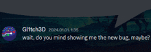 a screenshot of a message from glitch3d