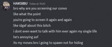 a screenshot of a discord conversation between hakibu and another person