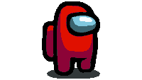 a red among us character has a black outline
