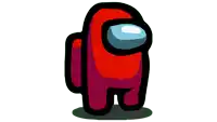 a red among us character has a black outline
