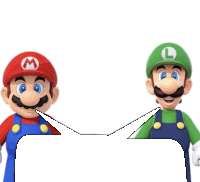 mario and luigi are standing next to each other with a white background