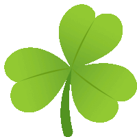 a green clover with four leaves and a stem on a white background