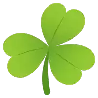 a green clover with four leaves and a stem on a white background