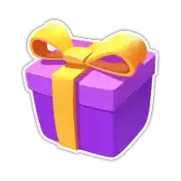 a purple gift box with a yellow bow and ribbon