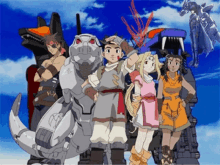 a group of anime characters are posing for a picture