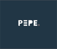 a blue background with the word pepe in white letters