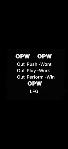 a black background with white text that says opw on it