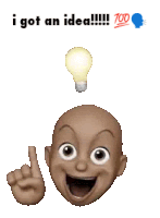 a cartoon character with a light bulb above his head says i got an idea !!!