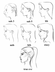 a black and white drawing of a woman 's face with the words sub 3 sub 5 and true eve