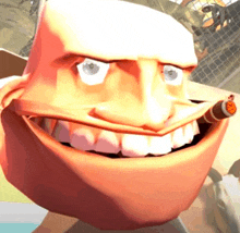 a close up of a cartoon character with a cigarette in his mouth