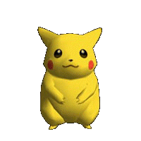 a yellow pikachu with red cheeks is standing on its hind legs on a white background