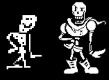 a pixel art of papyrus from undertale and a picture of papyrus from undertale .