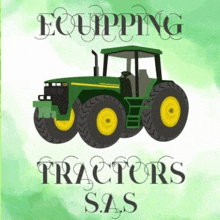 a green and yellow tractor is on a green background .