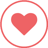 a red heart in a white circle