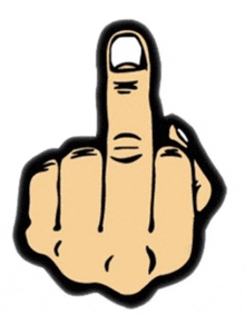 a cartoon drawing of a middle finger with a black outline on a white background .