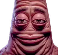 a close up of a cartoon character 's face with a big smile on it