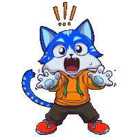 a cartoon drawing of a blue cat wearing a hoodie