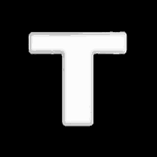 the letter t is a white letter on a black background .