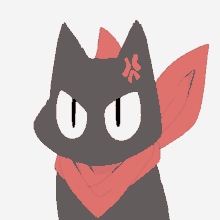 a black cat with a red scarf around its neck