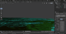 a screenshot of a program called blender showing a green and blue background