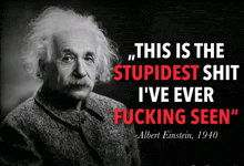 a black and white photo of albert einstein with a quote from 1940