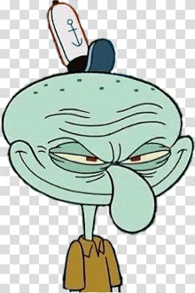 squidward from spongebob squarepants is a cartoon character with a hat on his head .